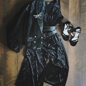 Black velvet One Love jumpsuit midi size M